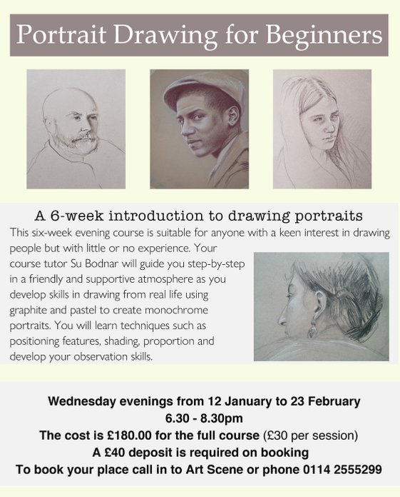 flyer for Portrait Drawing class in Sheffield