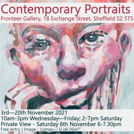 poster for Contemporary Portraits exhibition at Fronteer Gallery Sheffield